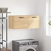Sonoma Oak Wall Cabinet 80x36.5x35 cm Engineered Wood Cupboard for Kitchen Bathroom and Utility Storage Larder Cupboard with Adjustable Shelves 830071