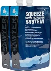 Sawyer Outdoor Water Purification Filter Spare Parts Bucket Bucket Conversion Inline Quick Fill Adapter Screw Coupling Kit Sawyer Accessories (Squeezable Replacement Pouches 2L)