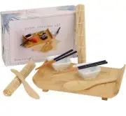 Noble Nest Sushi Serving/making Kit Bamboo Tray 11 Piece Kit