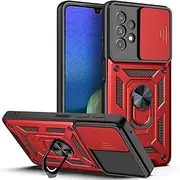 Compatible with Samsung Galaxy A23 4G Case,Compatible with Samsung Galaxy A23 5G Magnetic Bracket [PC+TPU] 2 in 1 Slide Lens Red
