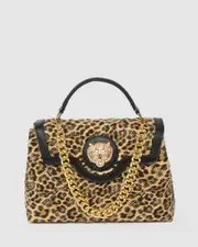 Leopard Print Asma Chain Top Handle Bag