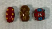 Glass Beads Hand Blown 2 Cylinders 1 Round
