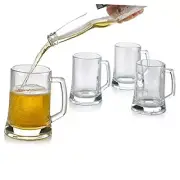 Classic Beer Mug Set, Beer Mugs with Handles, Glass Beer Steins, Freezable