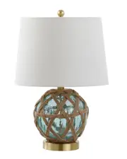 JONATHAN Y Designs 21.5in Andrews LED Glass & Rope Table Lamp