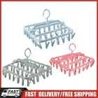32 Clips Socks Drying Rack Windproof Laundry Rack for Hanging Underwear Lingerie