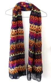 So Good Chiffon Sheer Scarf Multi-Color Colorful Geometric Geo Print Pattern