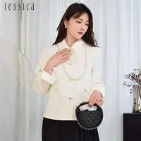 在飛比找momo購物網優惠-【JESSICA】舒適素雅百搭紐扣短版外套235002（白）