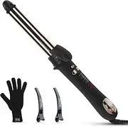360° Rotating Curling Iron 25 mm Nano Titanium Coating Hair Curler with LCD Display 120-210°C