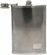 8 oz Pocket Hip Alcohol Liquor Flask in Etched Thatch Print Stainless Steel