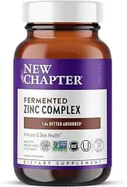 New Chapter Zinc Supplement – Zinc Food Complex for Immune Support + Skin Health + Non-GMO Ingredients – 30 ct Vegetarian Capsules