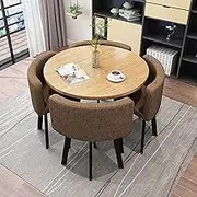 Modern 4 Piece Dining Set Round Table with 4 Chairs Perfect for Kitchen Office Living Room Space Saving Furniture for Small Spaces