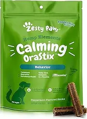 Calming Dental Sticks for Dogs - Stress & Anxiety Relief with Hemp, Melatonin & Chamomile - Dog Tartar Teeth Cleaning & Breath Freshener - Calm Composure for Fireworks, Thunderstorms & Barking - 25oz