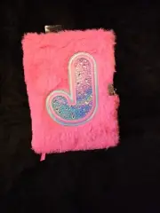 Claire's Initial Pink Fuzzy Lock Diary - J , NWT 90 Page