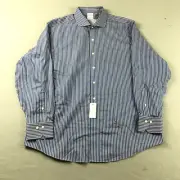 Brooks Brothers Shirt Men 17.5 Blue Striped Regent Fit Button Up Long Sleeve NWT