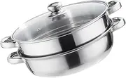 UTHCLO Induction Steamer Stainless Steel Cookware Cooking Boiler Double Broiler Couscous Pot Double Steamer Pot Dim Sum Pans Stainless Steel Steamer 28c Multifunction Pot