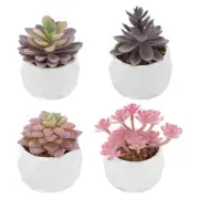 Artificial Succulents Set, 4Pcs Artificial Plant in Pot, Colored