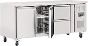 Polar U-Series 2 Doors and 2 Drawers Counter Fridge, 417 Liter Capacity, Silver
