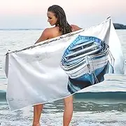 YMXFXP Microfiber Thin Lightweight Beach Towel Boat Blue Retro Quick Dry Pool Towels 30” x 60” Sand Free Absorbent Yoga Camping Towel for Gym, Gym, Picnic M