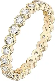 [PAVOI] 14K Gold Plated Rings Cubic Zirconia Love Ring | 2.8mm Stackable Rings for Women | Gold Rings for Women