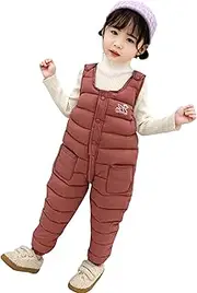 [Generic] Baby Boy Clothes Winter Child Kids Toddler Toddler Infant Baby Boys Girls Sleeveless Solid Jumpsuit Cotton Wadded Suspender Ski Bib Pants Overalls Trousers Outfit Clothes Toddler (Pink, 12-18 Months)