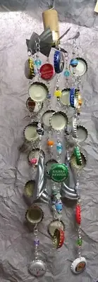 Wind chimes Upcycled Beer Caps And Can Lids with Cork And Bead Accents