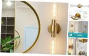 Gold Wall Sconce, Bathroom Light Fixtures in Clear Glass Indoor Wall Gold-A