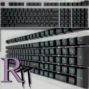 104Pcs/Set Black Teal Full Size Key PBT Double Shot Keycaps Mechanical Keyboard