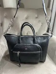 DKNY Gregorio Top Zip Converible Web Strap Tote Bag -Black- NWT