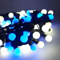在飛比找PChome24h購物優惠-聖誕燈100燈LED圓球珍珠燈串(插電式/藍白光黑線/ 附控