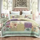 Cotton Patchwork Bedspread Quilt Sets King Size - Reversible Breathable Comfo...