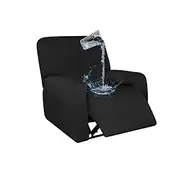 Waterproof Recliner Covers 4 Pcs Set, Stretch Reclining Chair Covers for 1 Cushion Reclining Sofa, Single Seat Recliner Couch Cover, Soft Thick Check Jacquard