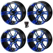LSI Raptor 12" Golf Cart Wheels/Rims Black/Blue E-Z-GO & Club Car