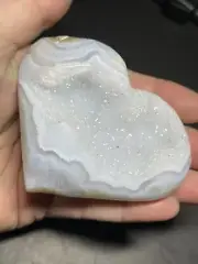 Blue Lace Agate Druzy Heart 3.06in x 2.4in x 1.13in 154g