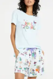 NEW PETER ALEXANDER ROALD DAHL TEE TOP + COTTON PJ SHORTS MEDIUM M RRP$129.90