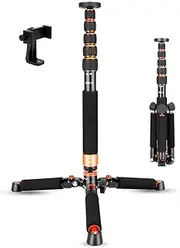 Koolehaoda Camera Aluminum Monopod with Metal Tripod Base.6 Sections 46-177cm/18-69inch Adjustable, Leg Diameter Φ28mm,up to 6kg /13lbs