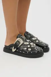 Black Hardware Mule Clogs - Size 10, Women's Shoes