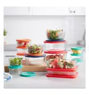 Pyrex Simply Store Glass Food Storage Containers, 30-Piece Set