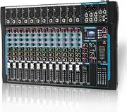 SIKUING 12 Channel Audio Interfacer Sound Board Mixer DJ Mixer 16-Bit DSP Effect USB Audio Mixer +48V Phantom Power Bluetooth Mixer for Karaoke Studio Streaming Recording,Live Streaming