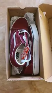 Vans Old Skool Pomegranate Suede/True White Classic Canvas Shoes Size 5.5