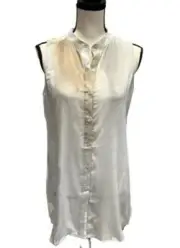Eileen Fisher Marble Mandarin Collar Print Long Silk Blouse Size XS Orig $238