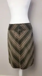 Y2K Next Velour Velvet knee length A line bias cut Skirt Black brown Size 14