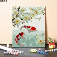 在飛比找松果購物優惠-數字油畫diy魚水中嬉鬧 吉祥如意畫畫 裝飾客廳臥室 (4.