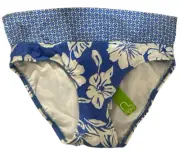 Next Women's Floral Foldable Banded Retro Bikini Bottom Pant, Blue, XS