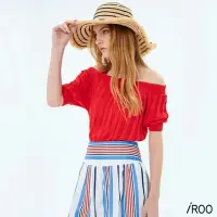 在飛比找momo購物網優惠-【iROO】紅色羅紋平口上衣