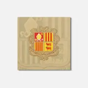 Andorra Coat Of Arms 4'' X 4'' Square Wooden Coaster