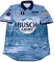 NEW LARGE Kevin Harvick Busch Light Beer Nascar Pit Crew Track Shirt Ford Haas