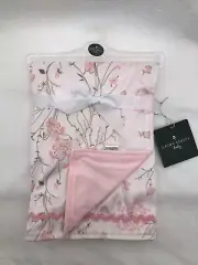 Laura Ashley Baby Girl Light Pink Floral Flower Reversible Baby Blanket Security