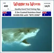 400lb Stainless Steel Coated Wire 2.5m Shark rig & Bite Zone, 14/0 circle hook