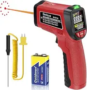 Infrared Thermometer Gun, Gedaye Laser Temperature with IR Pointer 13:1, Meat Temp Gun with Metal Probe, Adjustable Emissivity, -58℉ to 1076℉, Heat Thermometer for Cooking Pizza Oven Grill Fridge BBQ