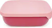 Lunbengo 1000ml Silicone Lunch Box With Leakproof Lid, Three Compartments, for Adult, Food Storage Container for Microwave Freezer, 5.5''x7.8''